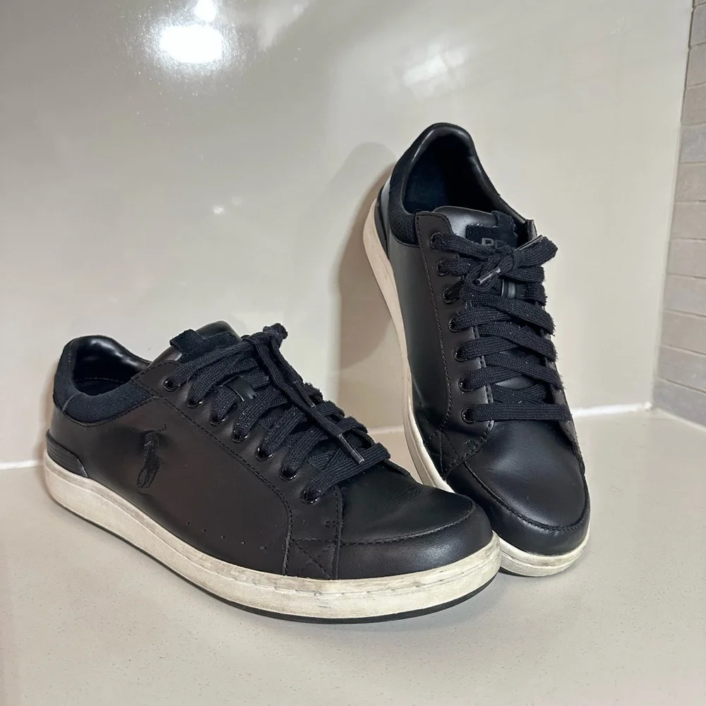 Polo by Ralph Lauren Men's Black Leather Sneakers